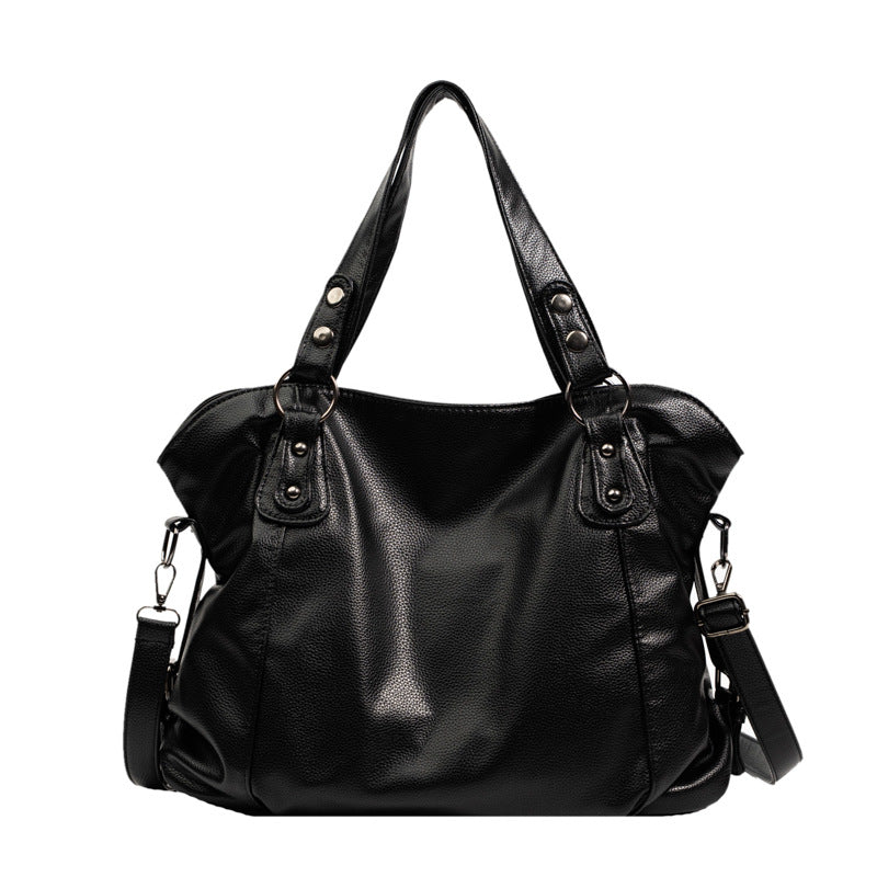 Large Capacity Soft Leather Tote Bag - Simple and Casual Shoulder/Crossbody Bag
