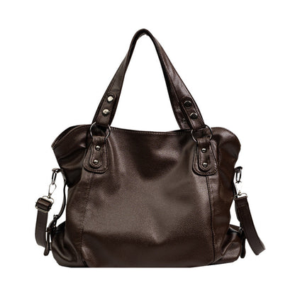 Large Capacity Soft Leather Tote Bag - Simple and Casual Shoulder/Crossbody Bag